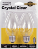 40W Crystal Clear Bulbs, 2ct